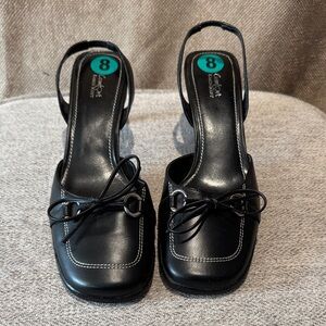 Karen Scott Black Heels with Bow Accent